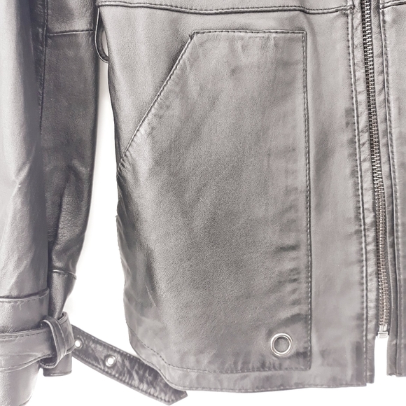 Rachel Zoe Moto Genuine Leather Jacket Size XXS - Picture 8 of 14